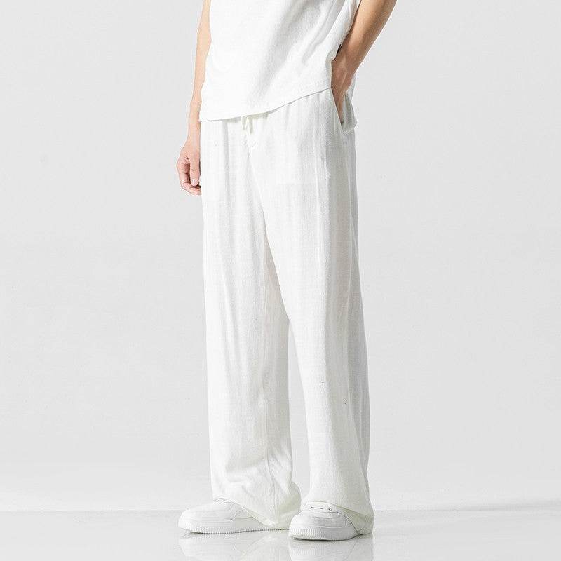 Linen Pants Men's Summer Loose Straight Casual Trousers MuddyStock