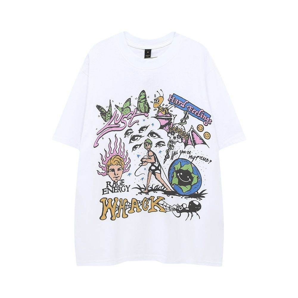 Vintage Abstract Print Short Sleeve For Men And Women Bt40 MuddyStock