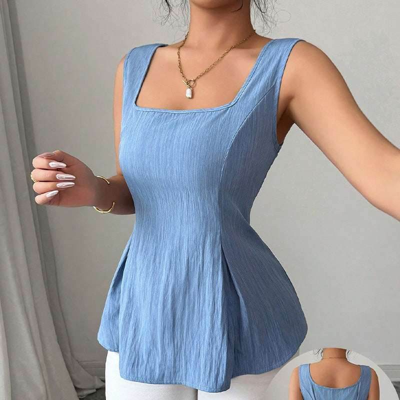 Sleeveless camisole drawstring top slim fit pullover for women | MuddyStock Originals Sky Blue MuddyStock