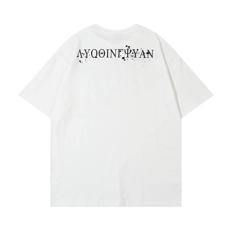 Abstract Graffiti Printed Loose T-shirt For Men And Women MuddyStock