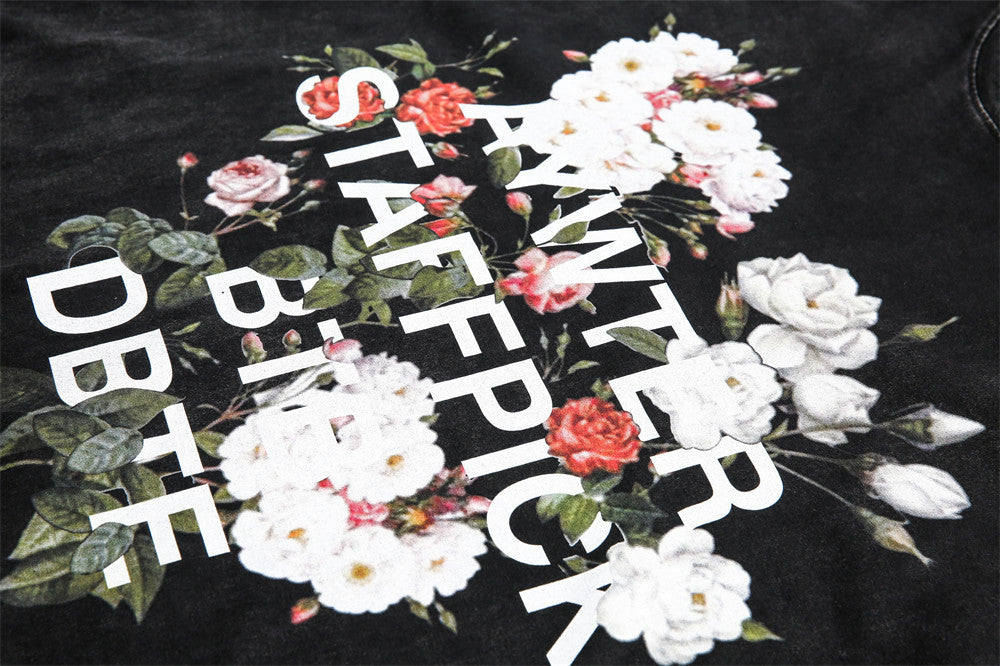 Fashion Flower Letter Print Short-sleeve For Men And Women MuddyStock