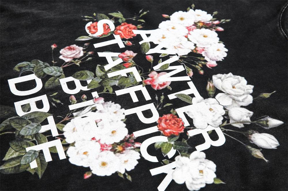 Fashion Flower Letter Print Short-sleeve For Men And Women MuddyStock