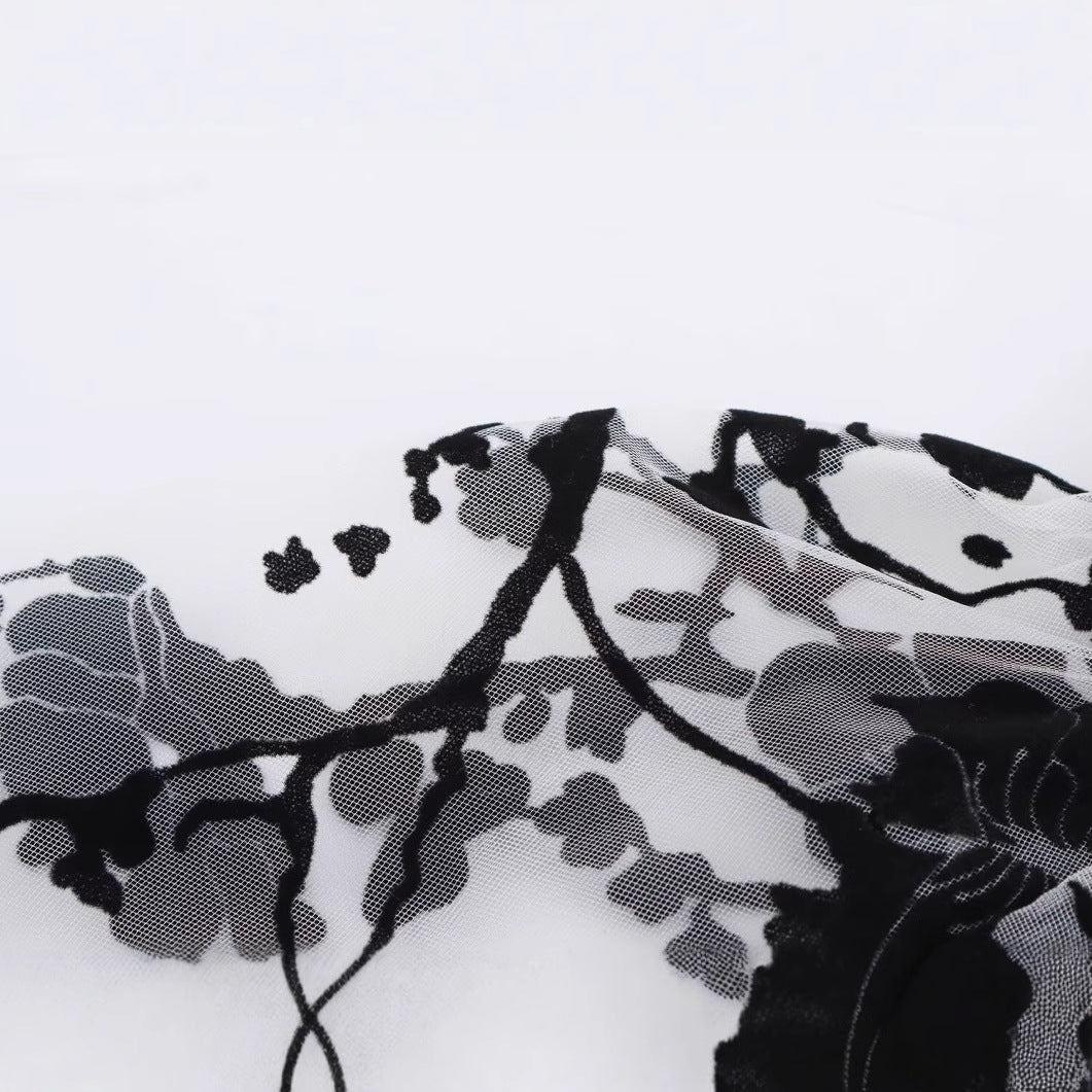 Lace collar printed long sleeved top for women | MuddyStock Originals MuddyStock