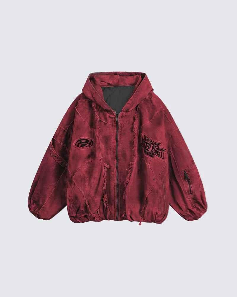 Mottled distressed workwear jacket for men and women | MuddyStock Originals Dark Red eprolo
