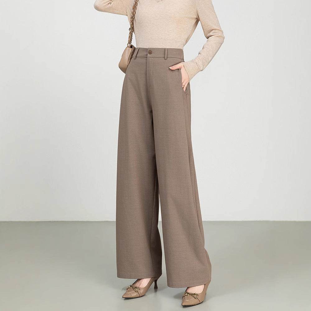 Cotton And Linen High Waist Suit Straight Wide-leg Pants MuddyStock