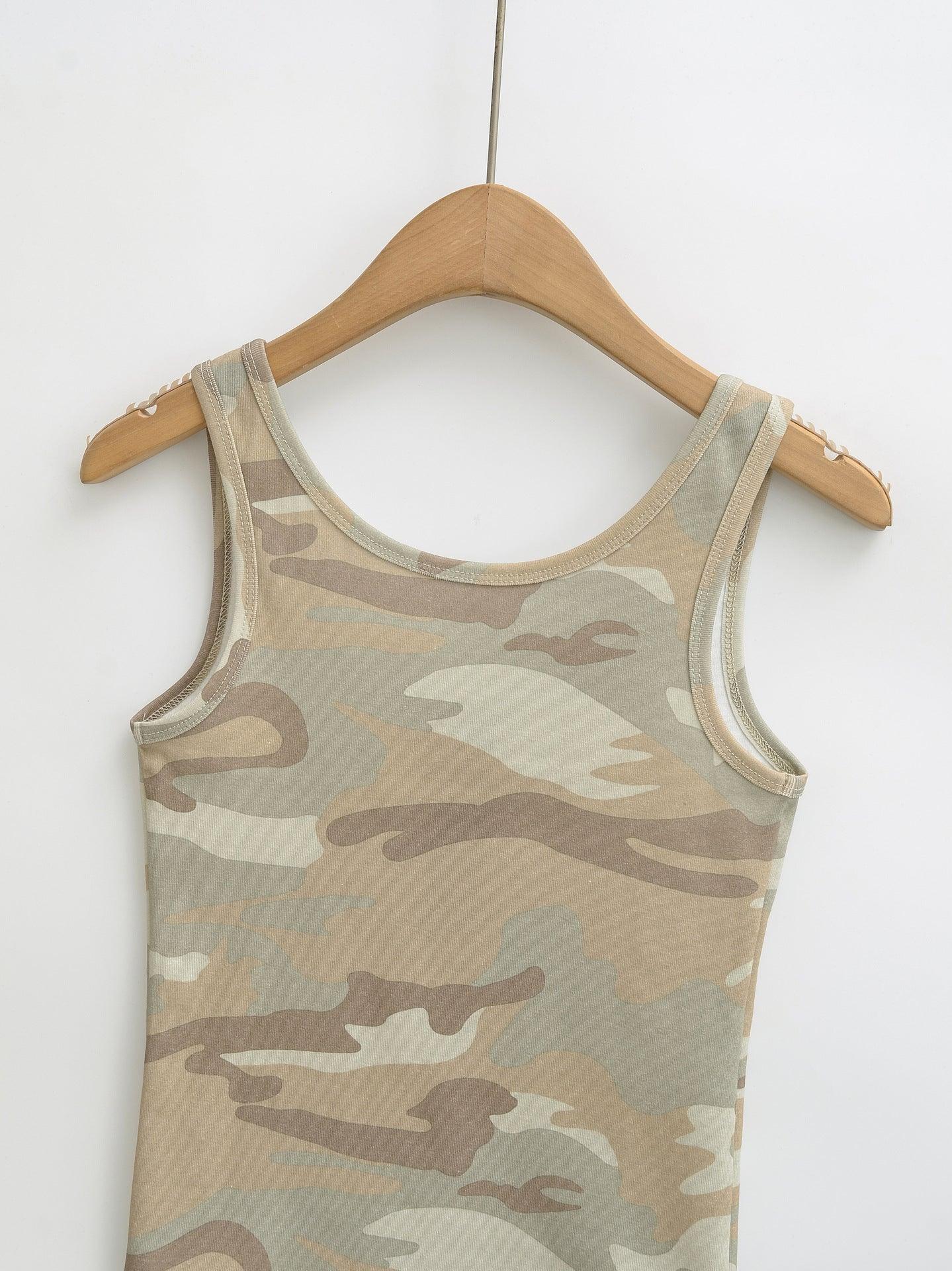 Camouflage slim fit button sleeveless vest for women | MuddyStock Originals