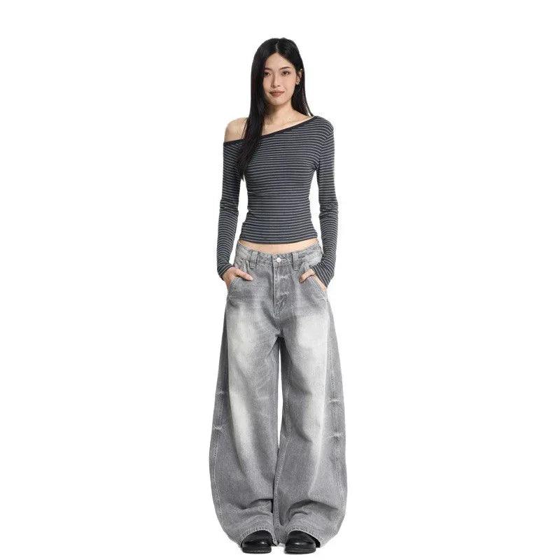 Wide Leg Oversized Knife Cut Jeans For Women | MuddyStock Originals