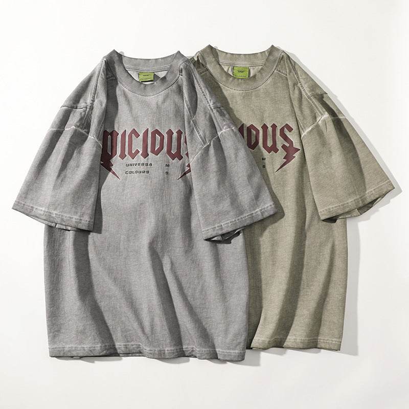 Fashion Washed Old Short-sleeved T-shirt For Men And Women MuddyStock