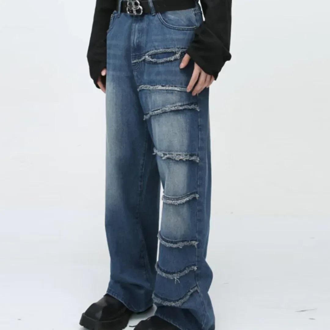 Retro style patchwork jeans for men | MuddyStock Originals