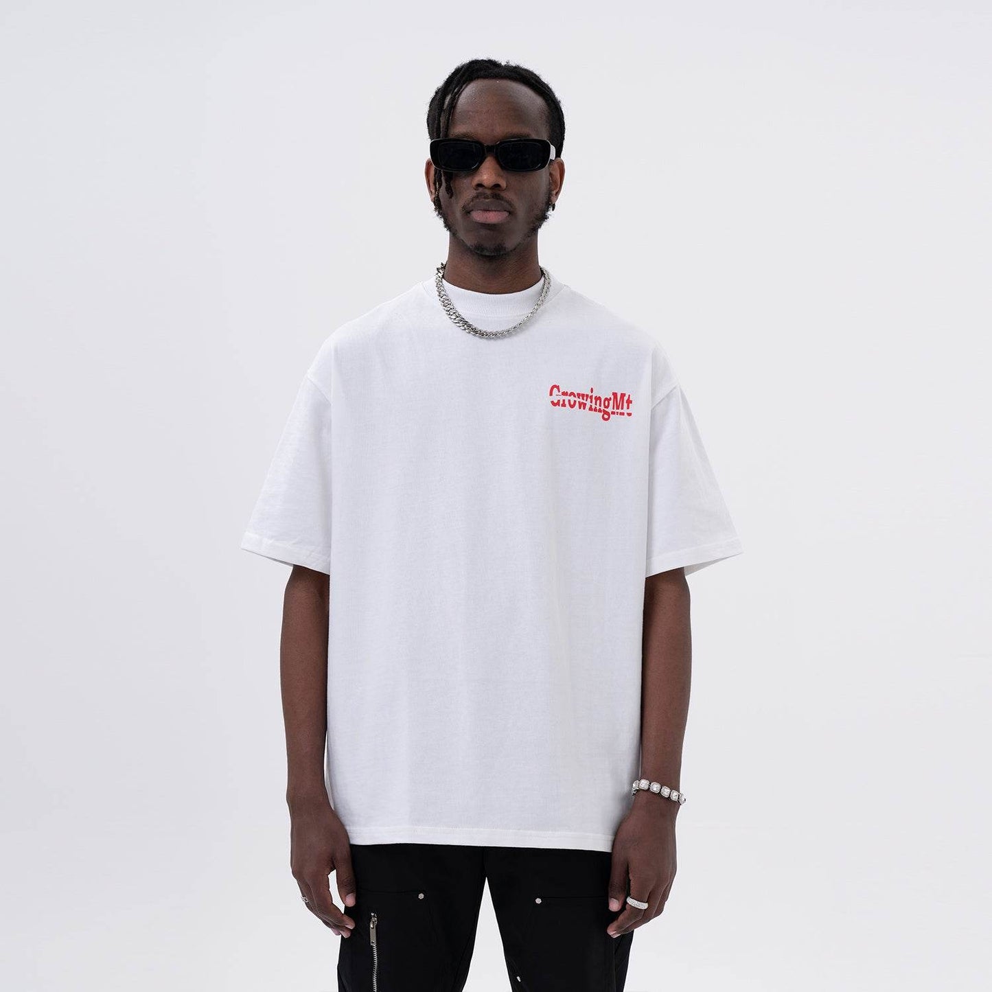 Men's Casual Back Letter Print Short-sleeve T-shirt MuddyStock
