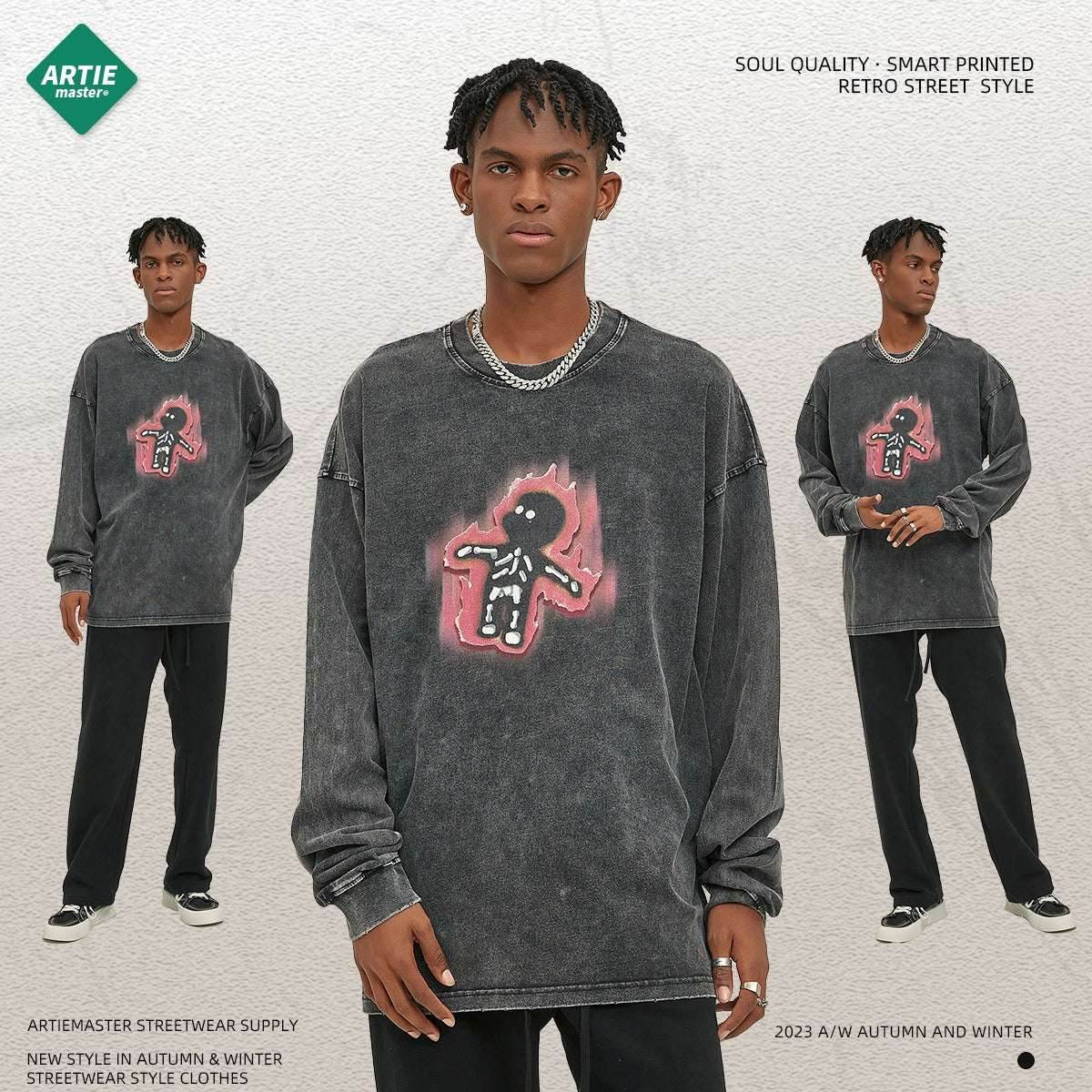 Long sleeved Washed Old T-shirt For Men And Women | MuddyStock Originals MuddyStock