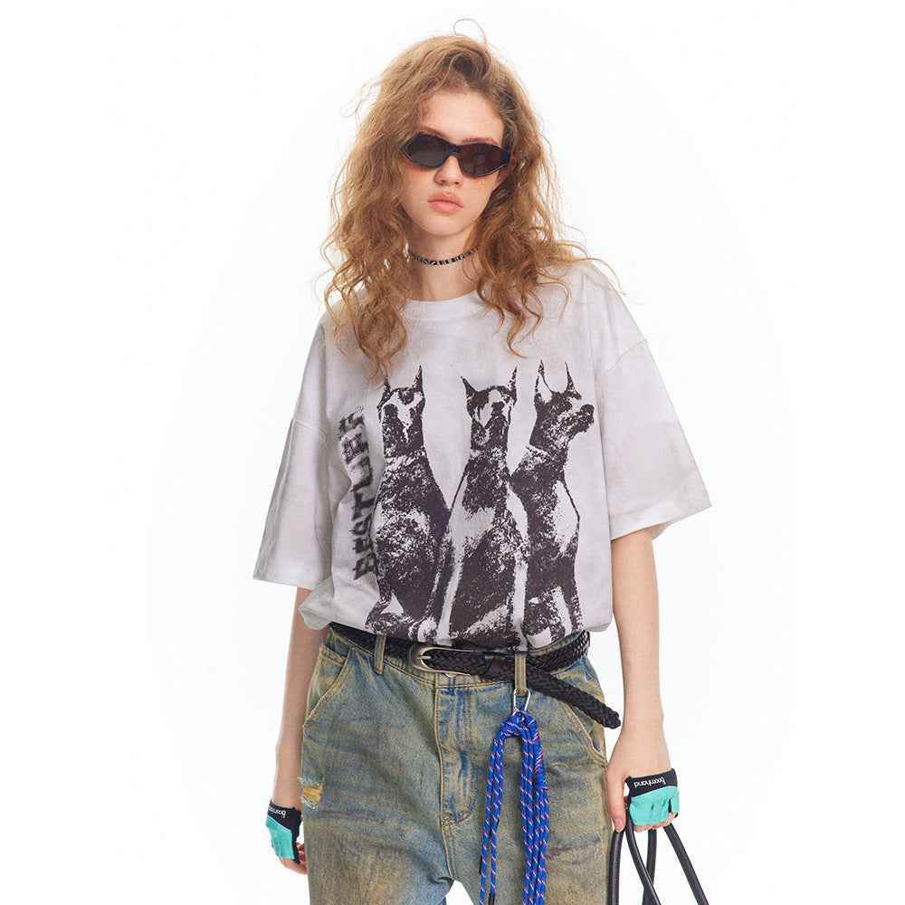 Doberman Pinscher Distressed T-shirt For Women MuddyStock