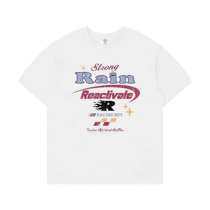 Loose Letter Printed T-shirt For Men And Women White