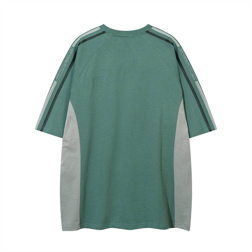 Sports Loose T-shirt Men's Color Contrast Patchwork MuddyStock