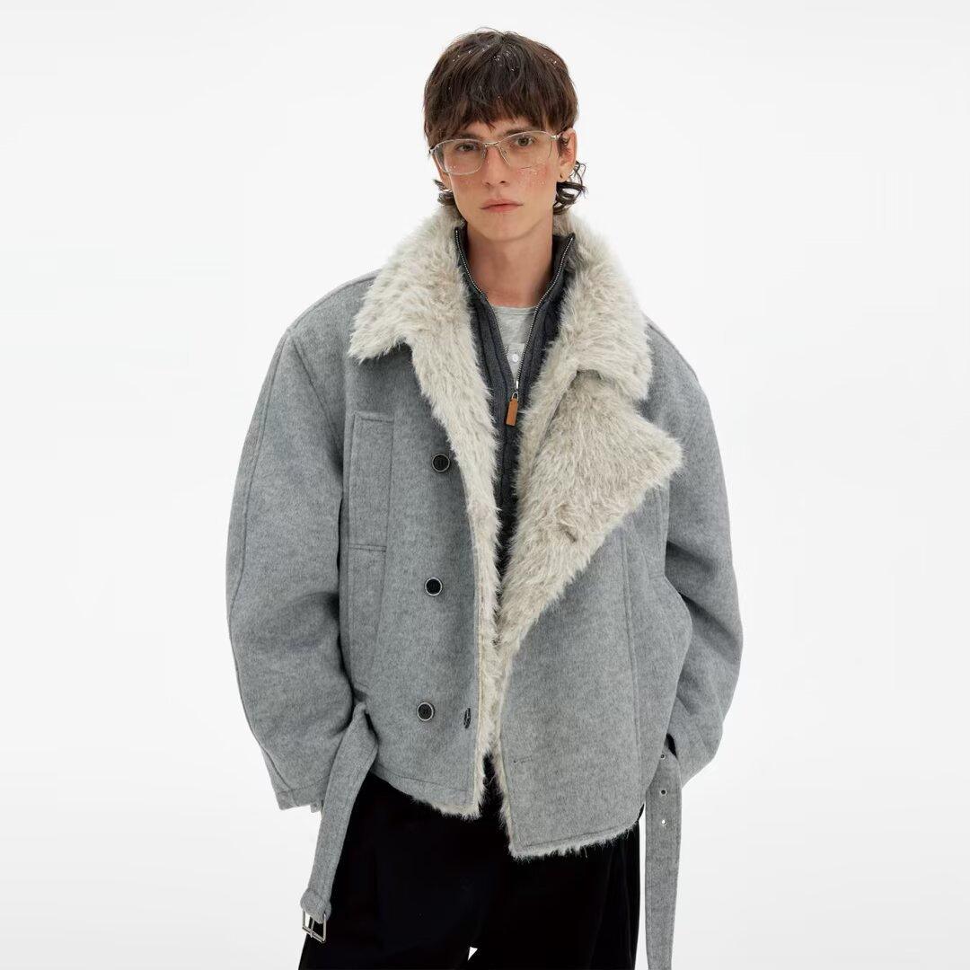 Turn-down Collar Relaxed-fit Jacket For Men Gray All Products
