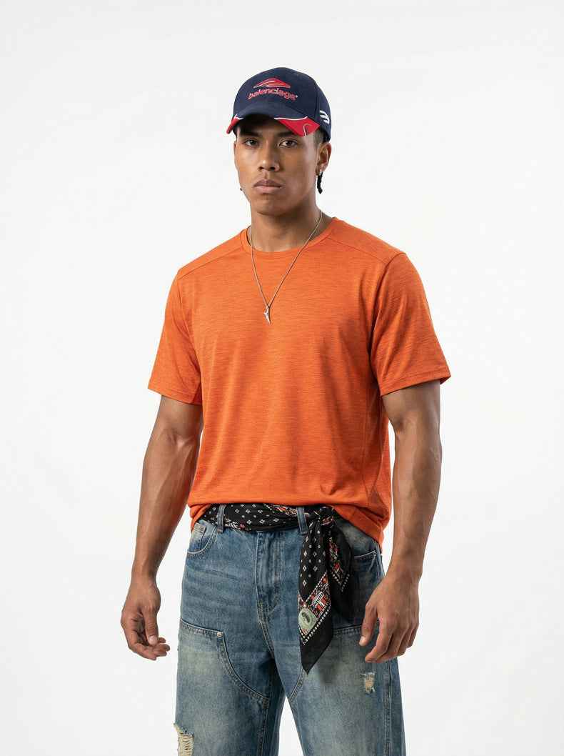 Men's Outdoor Moisture-Wicking Quick-Drying Short-Sleeve T-shirt Watermelon red MuddyStock null