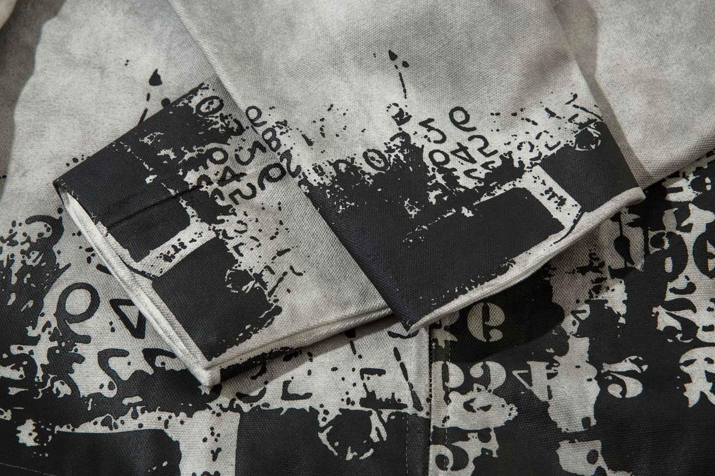 Dirty dye washed short abstract printed jacket for men | MuddyStock Originals