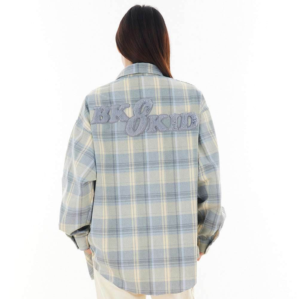 Loose Plaid Long Sleeve Shirt For Women MuddyStock