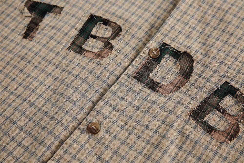 Color Matching Short Sleeve Plaid Shirt For Men And Women MuddyStock