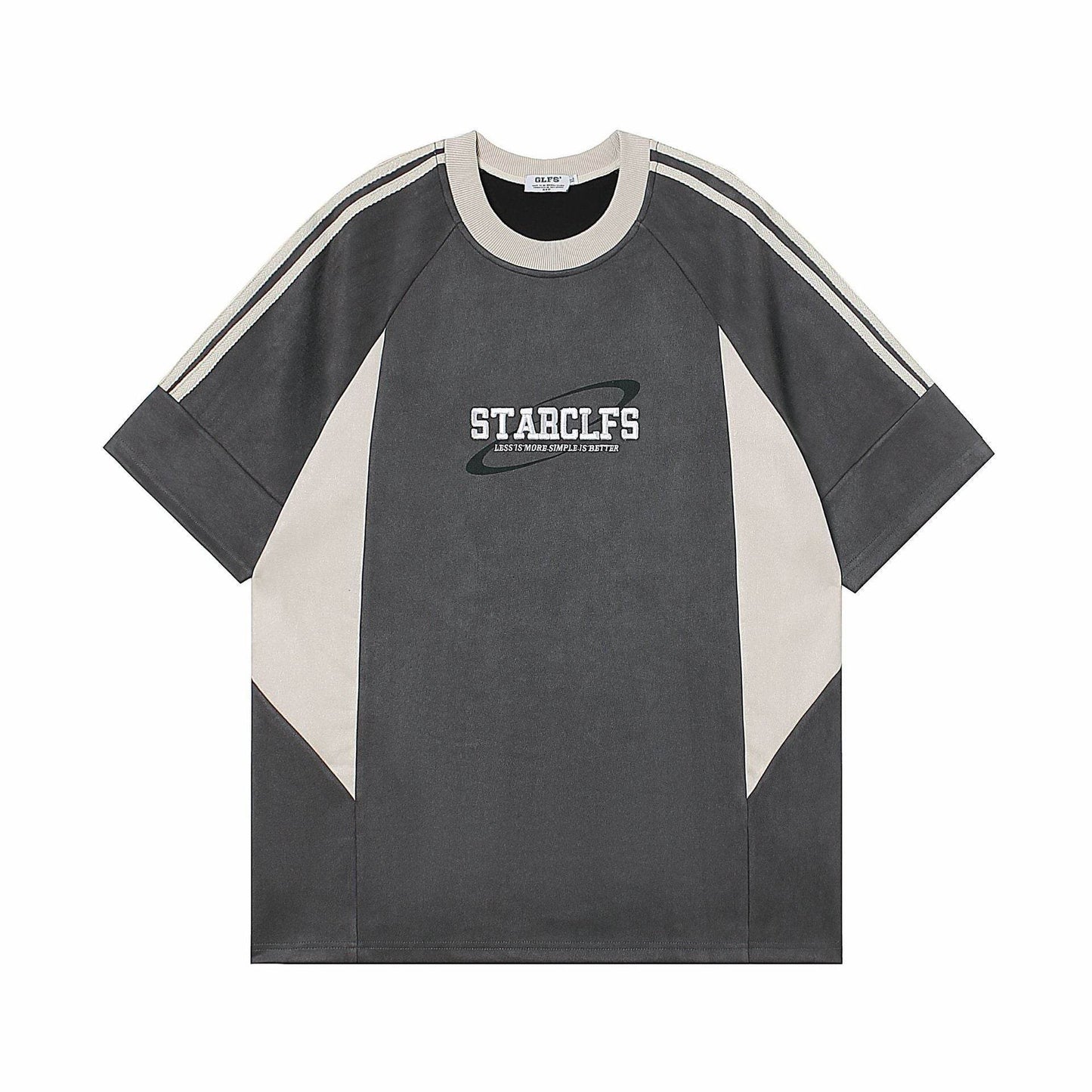 Loose Short-sleeved T-shirt With Letter Embroidery Design For Men And Women Gray MuddyStock