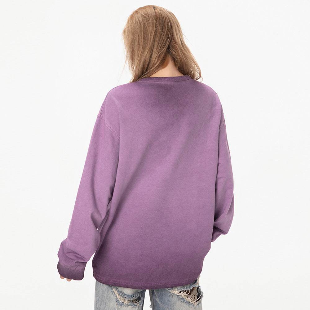 Hollow Round Neck Long Sleeve T-shirt Women MuddyStock