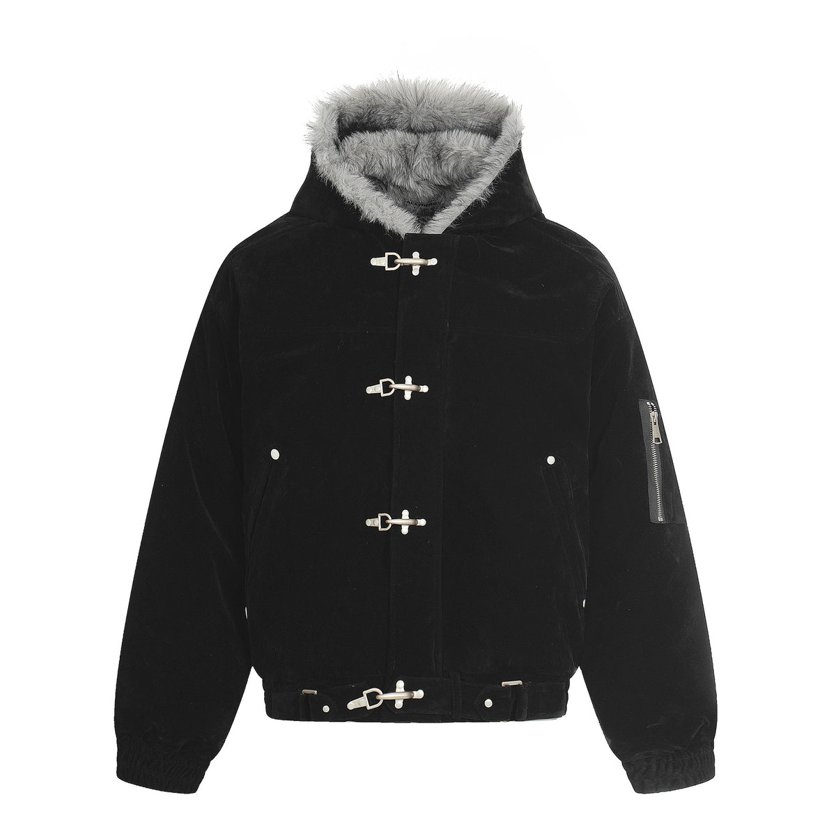 Metal Button Hoodie For Men | MuddyStock Originals Black