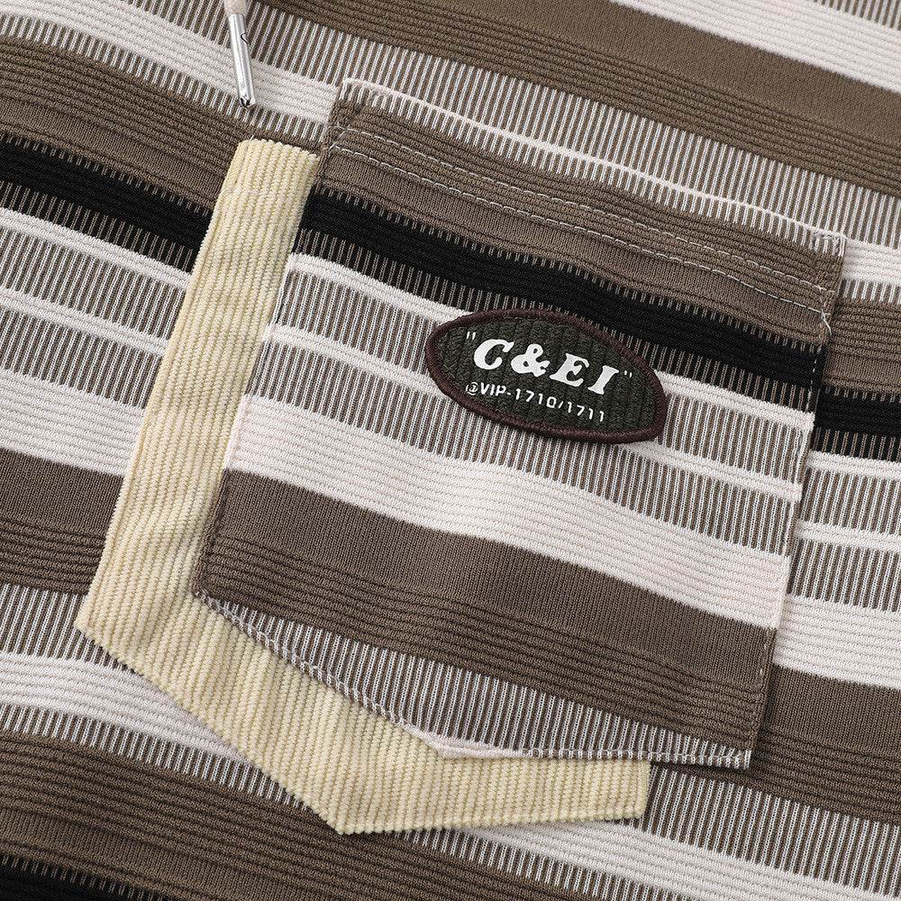 Retro Loose Striped Short-sleeved Polo Shirt For Men MuddyStock