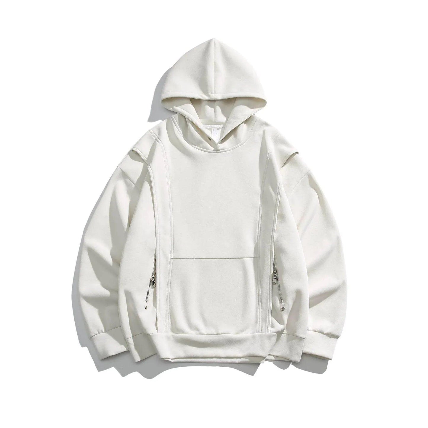 Fashion Personality Rivets Hooded Sweater For Men And Women White