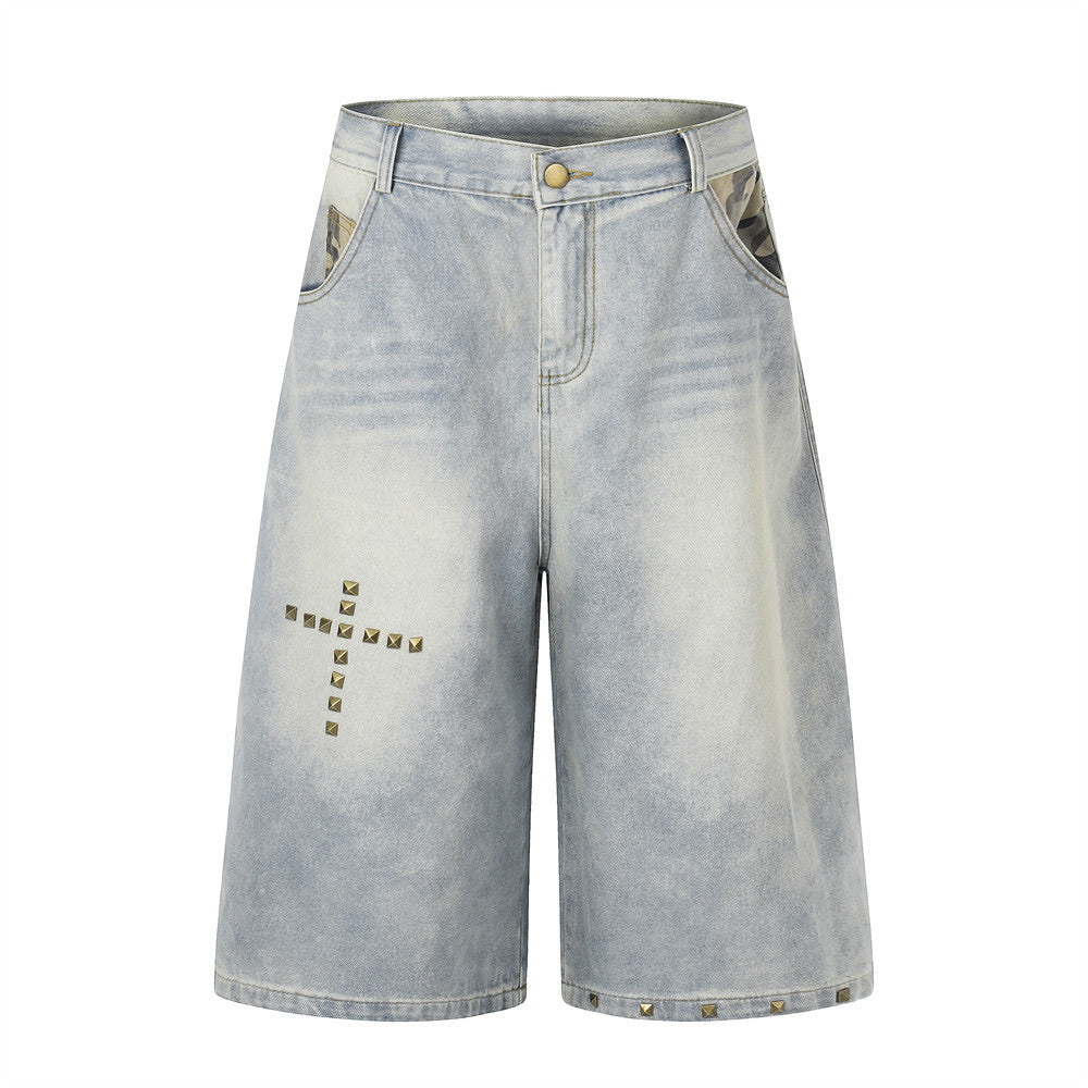 Washed denim shorts for men | MuddyStock Originals Blue
