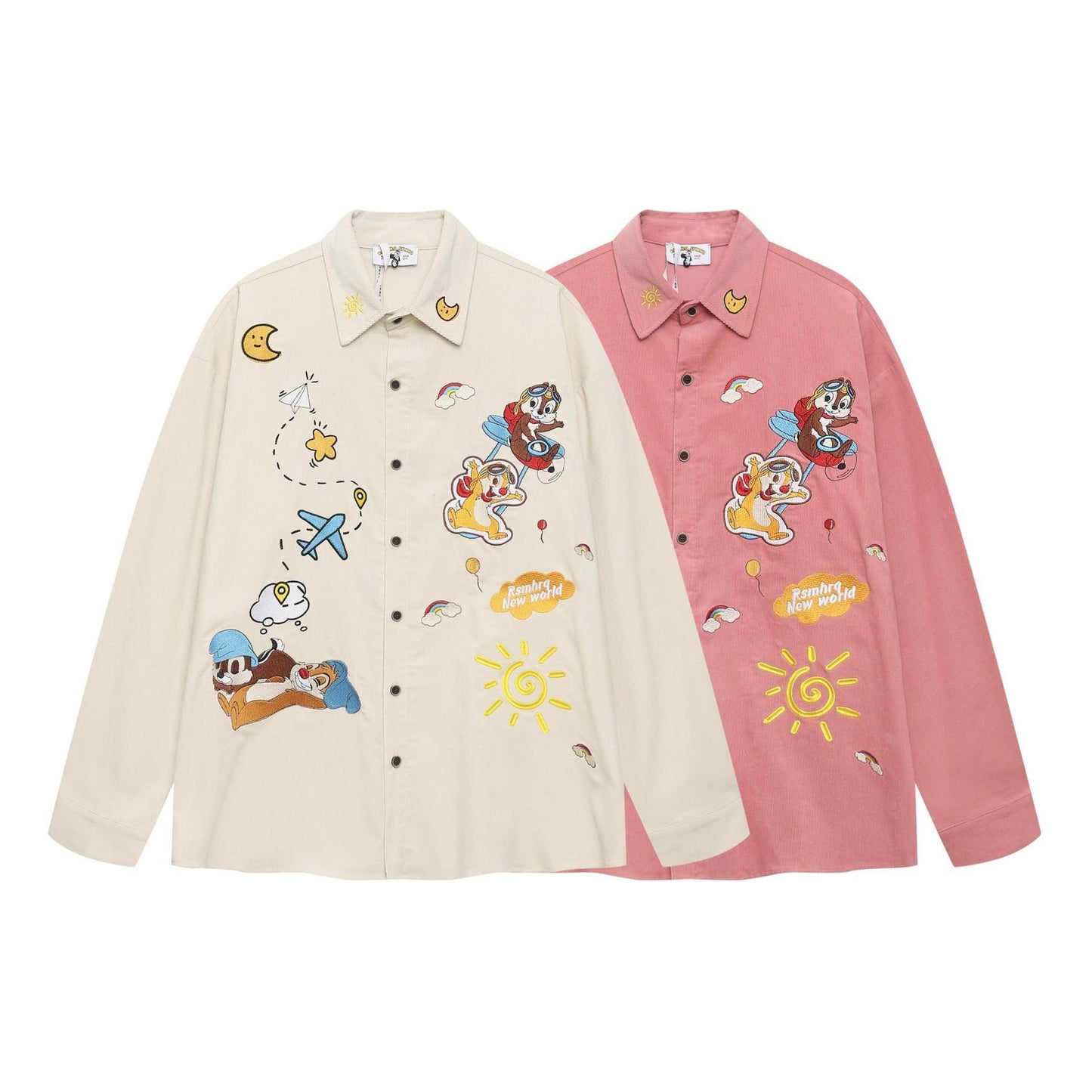 Cartoon Squirrel Flying Plane Pink Shirt For Women | MuddyStock Originals