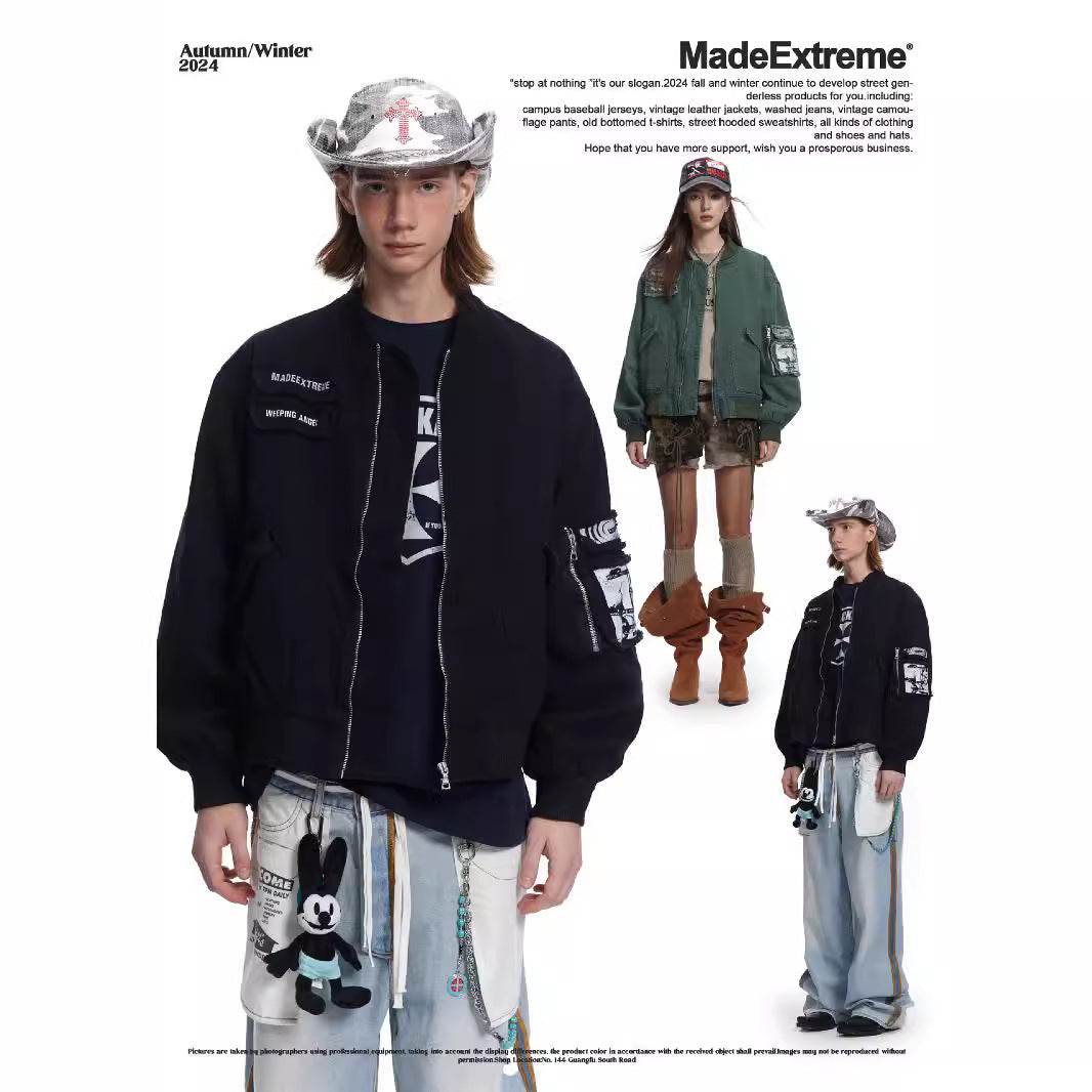 Pocket Design Patchwork Cotton Workwear Bomber Jacket For Men And Women | MuddyStock Originals MuddyStock