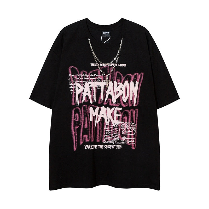 Streetwear Bubble Letter Print Short Sleeve T-Shirt for Women | MuddyStock Originals MuddyStock
