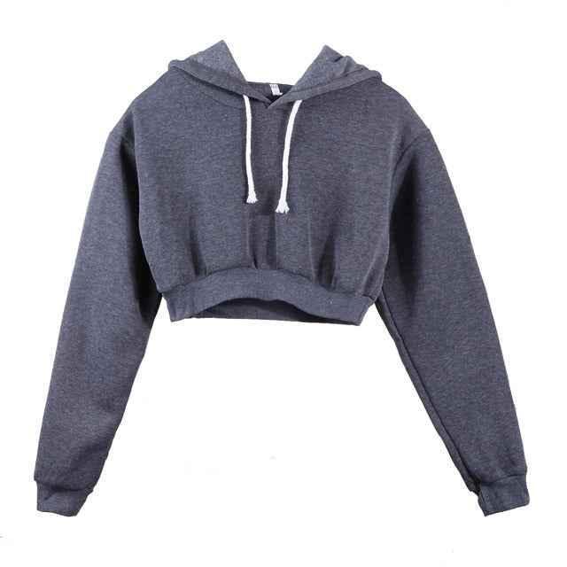 Women's Long Sleeve Crop Hoodie | MuddyStock Originals Dark Grey