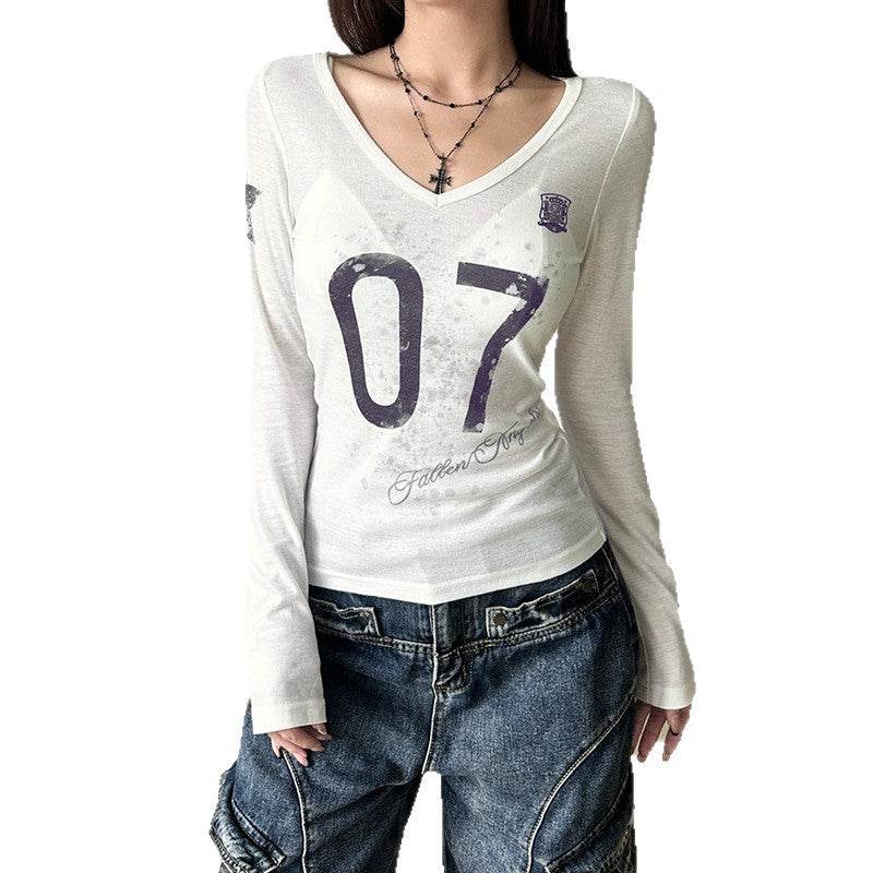 V-neck Printed Long-sleeved Top For Women | MuddyStock Originals MuddyStock