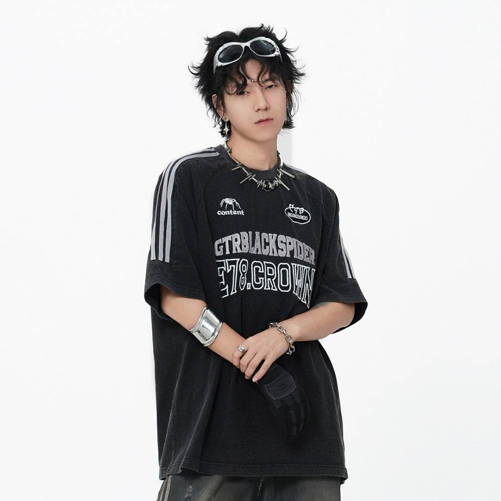 Men's Letter Embroidered Short-sleeved T-shirt MuddyStock