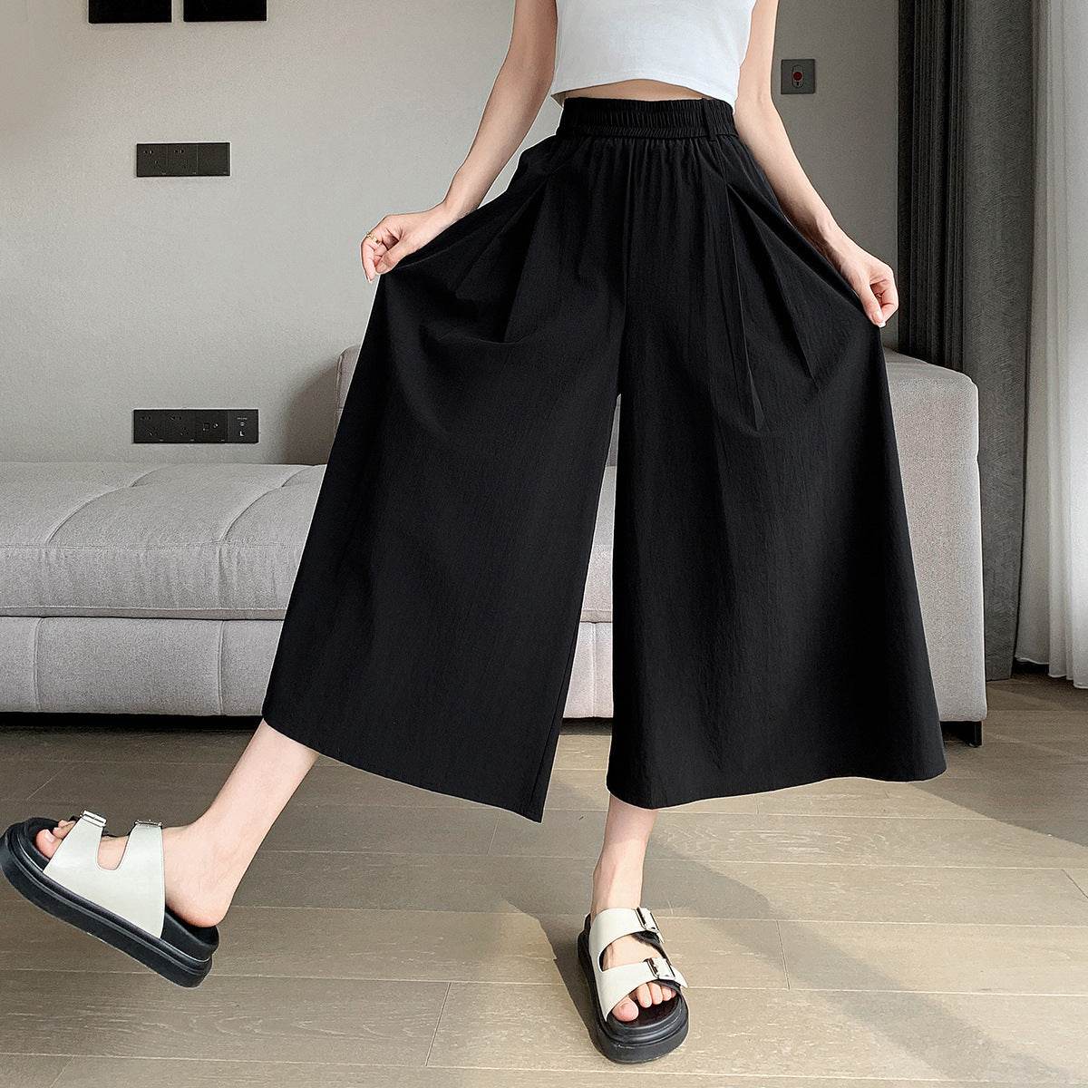 Korean Style Elastic Waistband Women's Straight Loose Pants MuddyStock