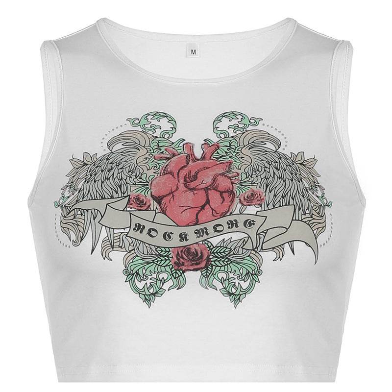Printed Vest For Women White MuddyStock