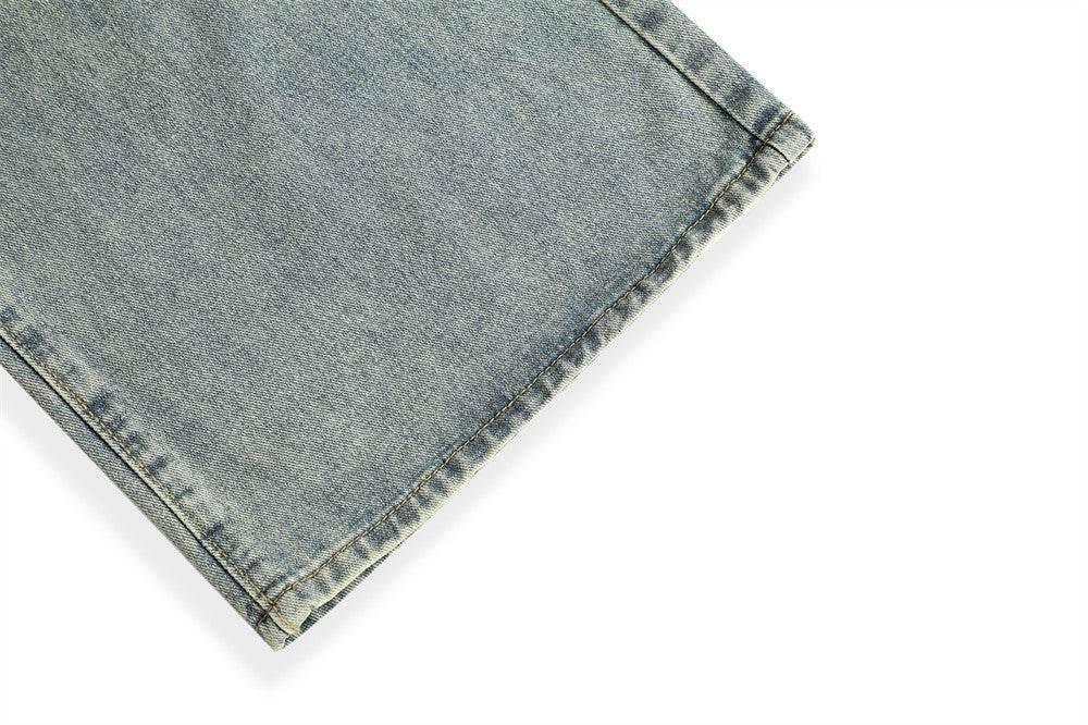 Washed Wear-white Straight Jeans For Men And Women