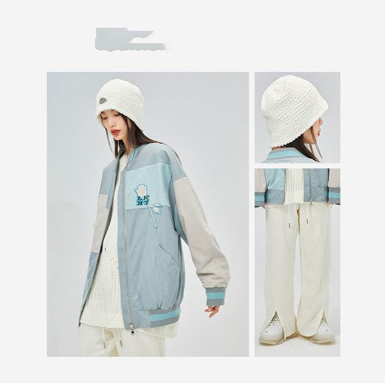 Trendy Jacket With Contrast Color Stitching For Women MuddyStock