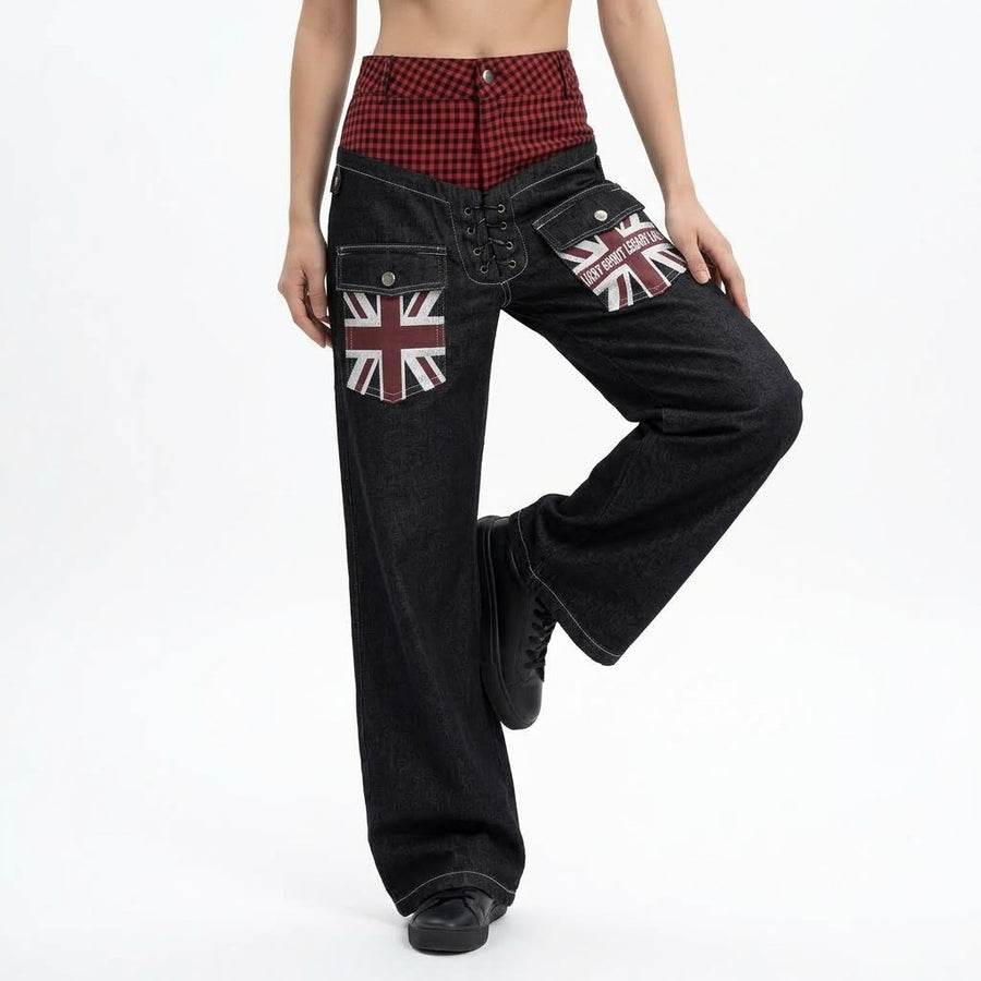 High street loose wide leg casual straight leg jeans for women | MuddyStock Originals