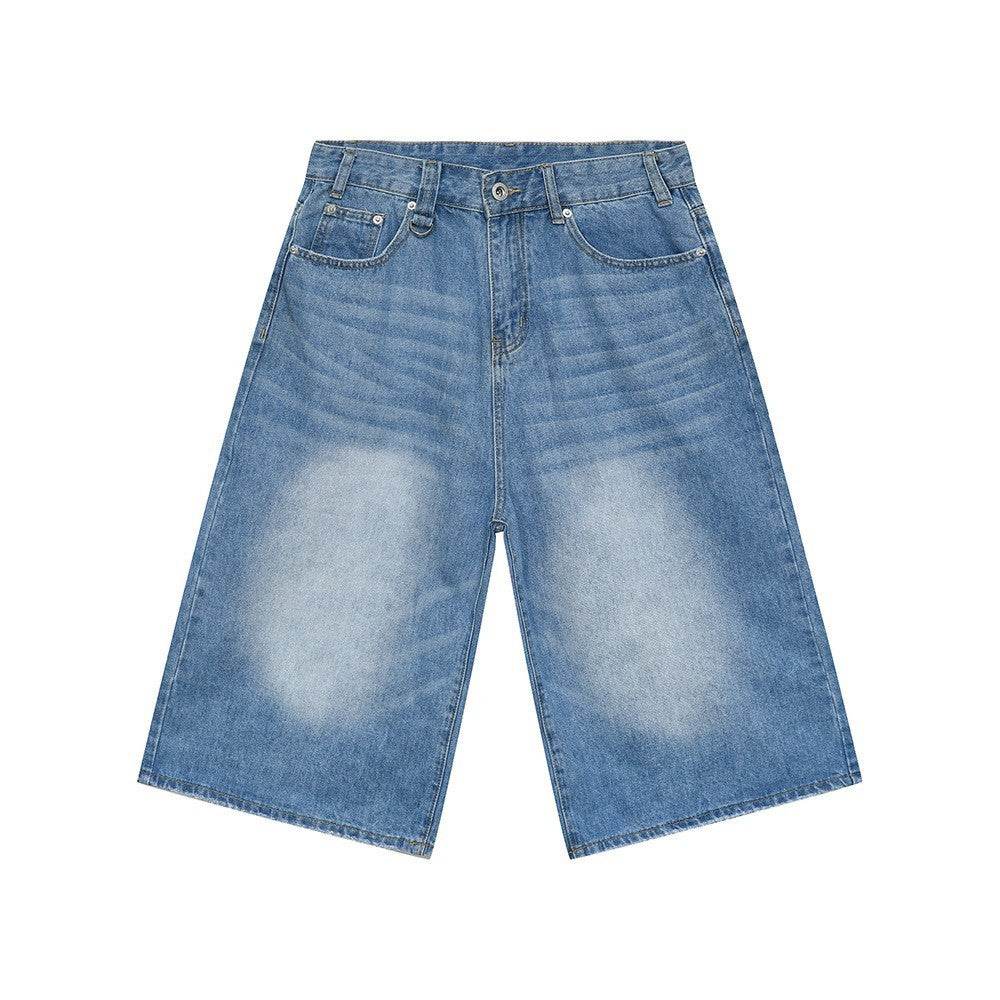 Retro Distressed Flared Cropped Pants For Men And Women Light Blue MuddyStock
