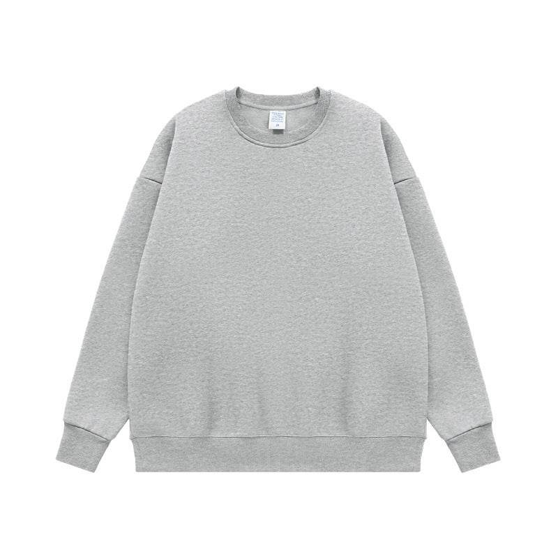 Fleece-lined Loose Rainbow Round Neck Sweater Flower Gray MuddyStock