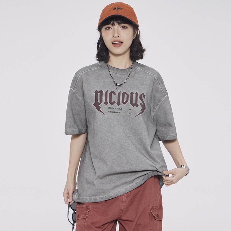 Fashion Washed Old Short-sleeved T-shirt For Men And Women MuddyStock