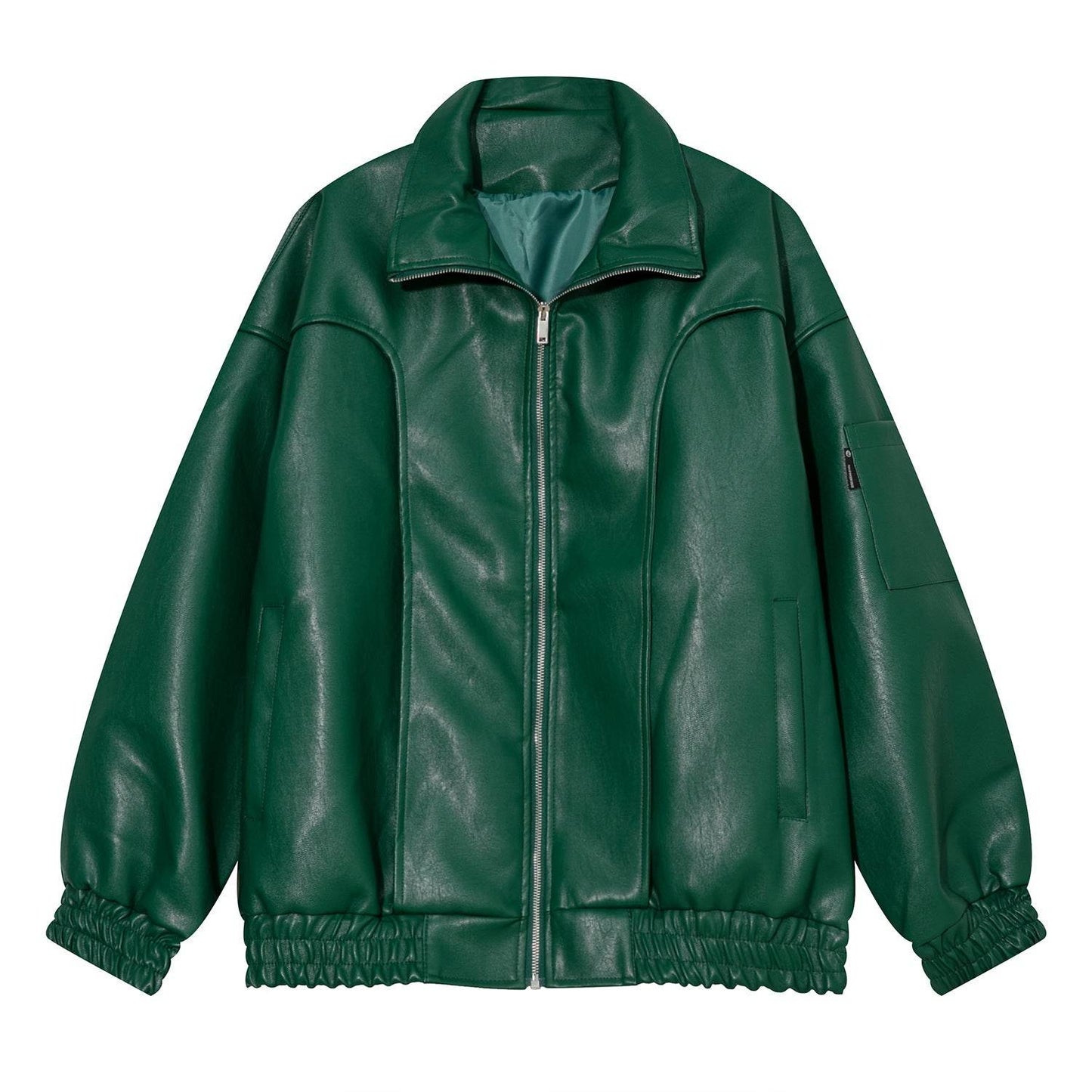 Winter Loose Leather Jacket For Men Green MuddyStock