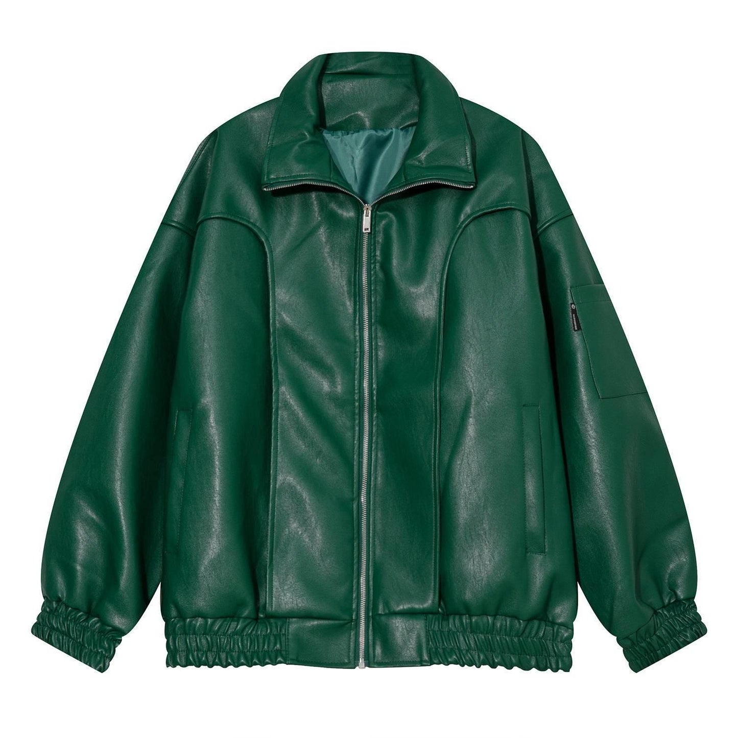 Winter Loose Leather Jacket For Men Green