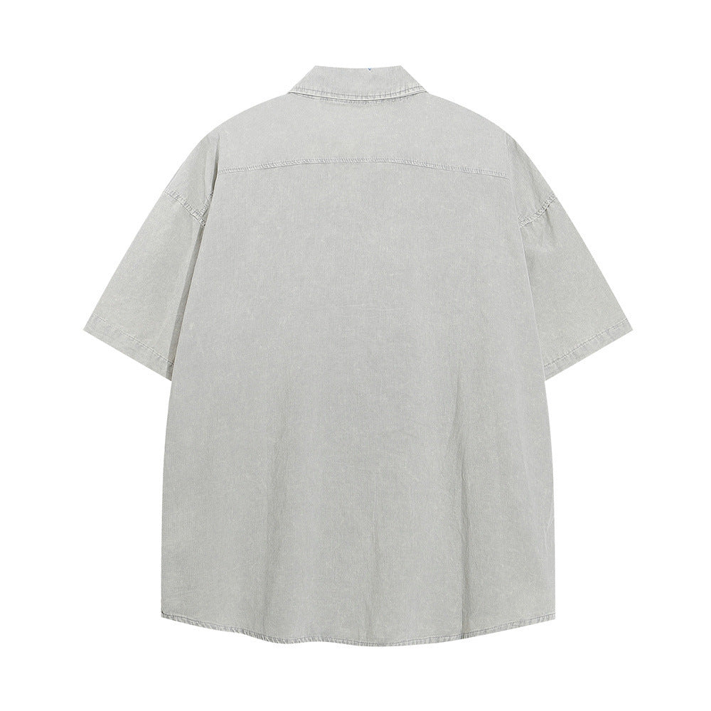 Letter Pocket Embroidered Casual Shirt For Men MuddyStock