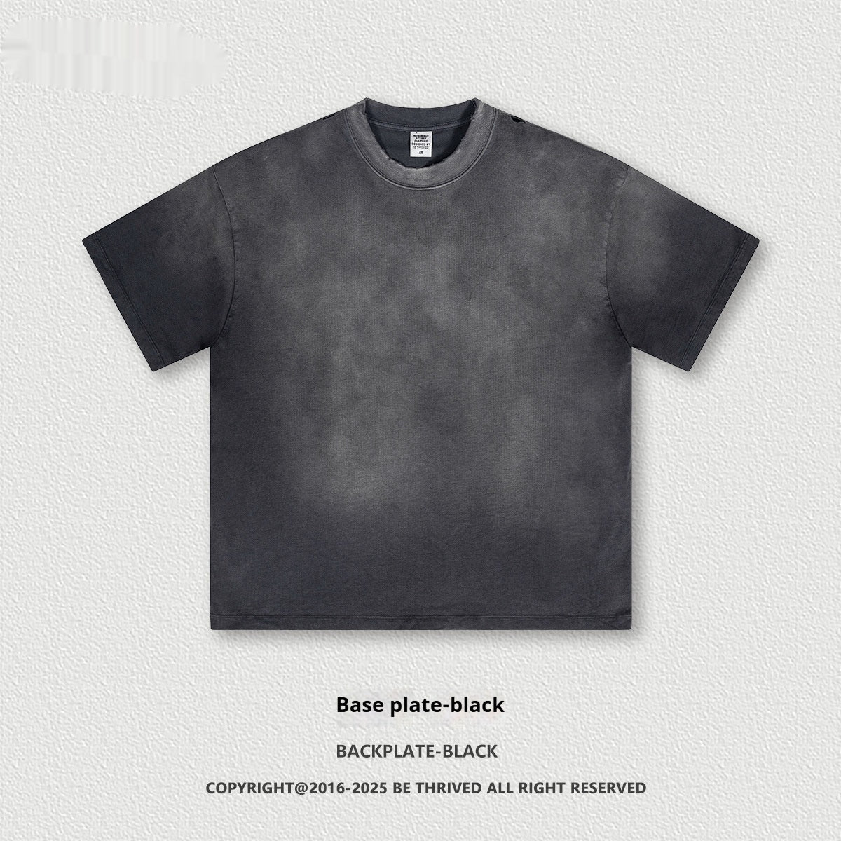 Retro Washed Round Neck Short Sleeve Men And Women Bottom Version Black