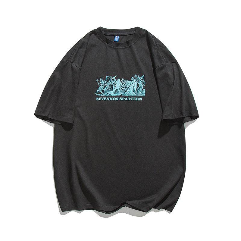 Solid Color Chest Printed Round Neck T-shirt For Men And Women MuddyStock