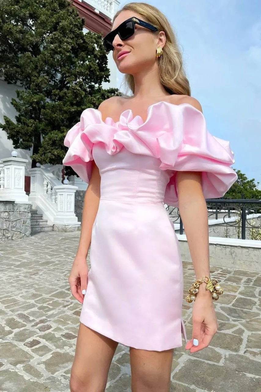 Women's Shoulder High-end Temperament Formal Dress Pink MuddyStock