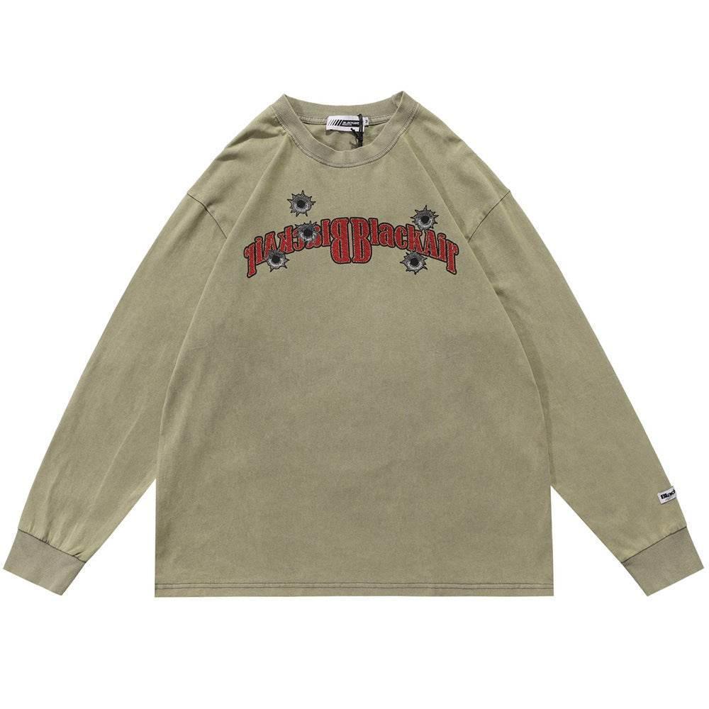 Round Neck Long Sleeve T-shirt For Men Khaki